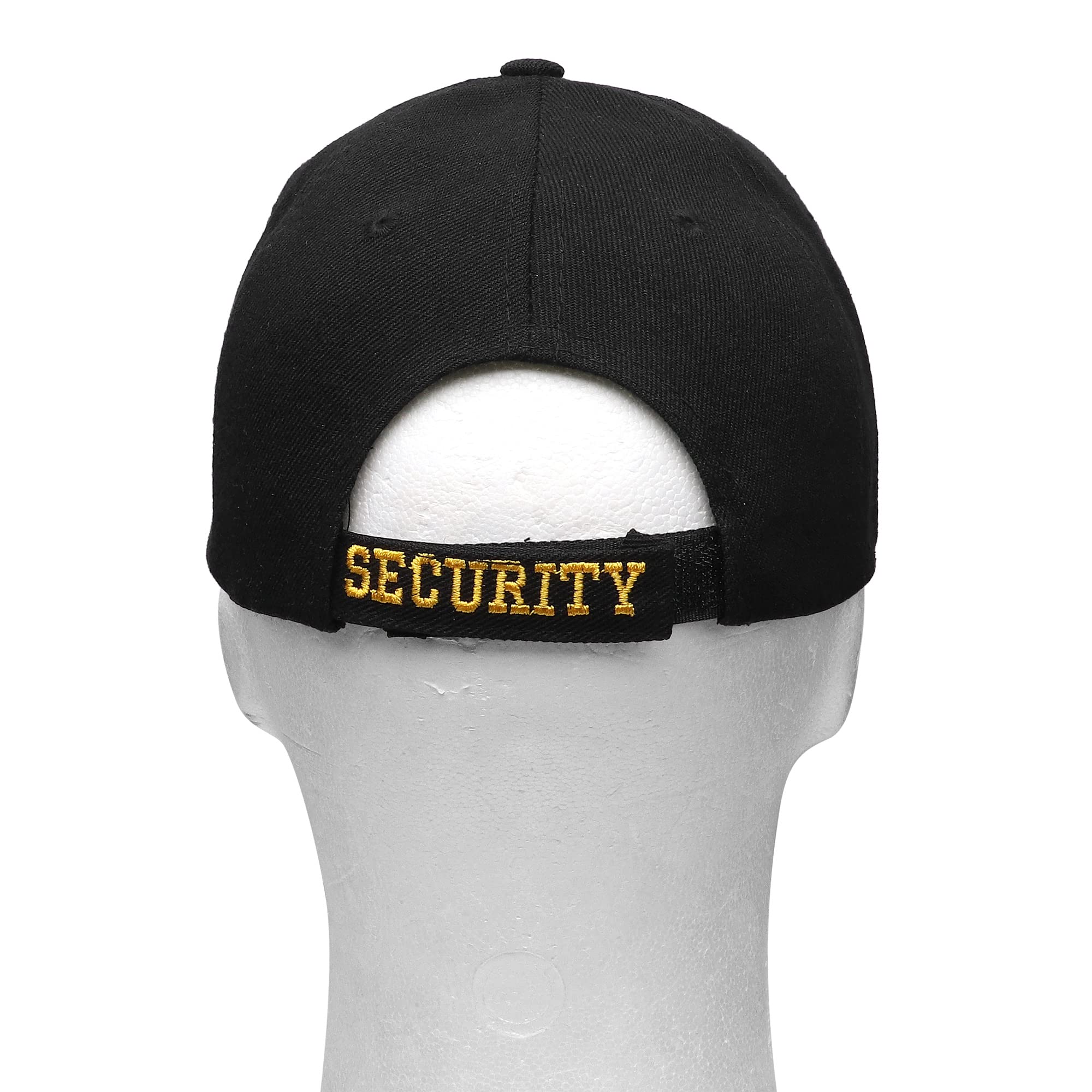 Wholesale 48-Pack Security Hat Baseball Cap - Gold or White Embroidery Security Front, Bill & Back - Adjustable Size - Gold