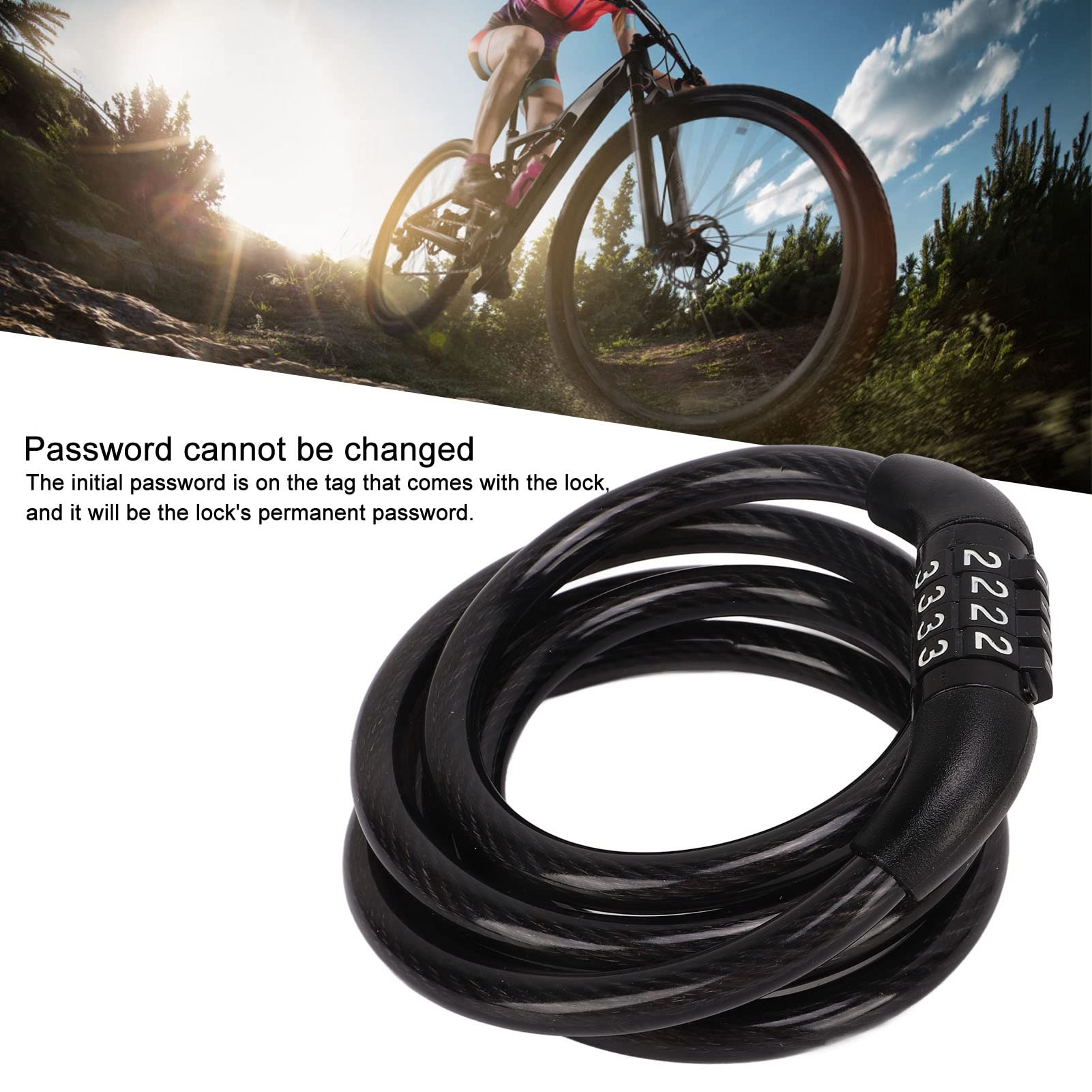 OUKENS Lock Bike Lock Cable, Bike Cable Lock Four Digit Combination Lock Anti Theft Bicycle Lock for Outdoor Equipment Scooter Motorcycle Door Gate Fence