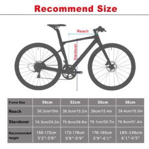 KABON Full Carbon Road Bike, 700C Carbon Fiber Frame Road Bike with Shimano 105 22 Speed Disc Brake Racing Bicycle with Carbon Wheelset (Black, 53cm)