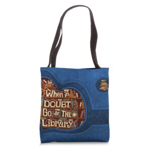 reading book lovers when in doubt go to library tote bag