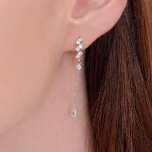 Huggie earrings Dangle Long Size Elegant Precious earrings chain CZ Cubic Zirconia Hoop Drop & Dangle Earrings (