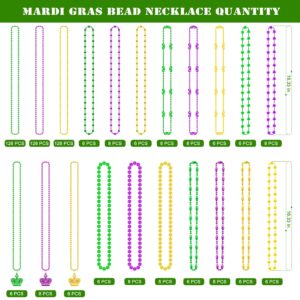 500PCS Mardi Gras Beads Throws, Bulks Green Purple Gold Metallic Mardi Gras Beads Necklaces Accessories Bulks, Mardi Gras Beads Necklace Costumes for Parade Throws Party Decorations Favor Supplies