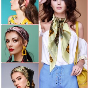 Giegxin 8 Pcs 35 Inch Silk Head Scarves Satin Scarf Square Hair Scarf Lightweight Headband Bandanas for Women Hair Wrapping(Vintage)