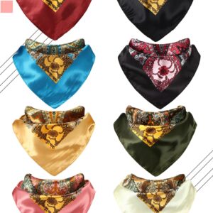 Giegxin 8 Pcs 35 Inch Silk Head Scarves Satin Scarf Square Hair Scarf Lightweight Headband Bandanas for Women Hair Wrapping(Vintage)