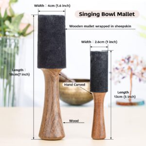 ZenBless Tibetan Singing Bowl Mallet, Hand Carved Wooden Striker 2pcs, Leather Wrapped Meditation Mallet, for Buddhist Meditation Yoga Chakra Healing Relaxation Accessories for Musical Instrument