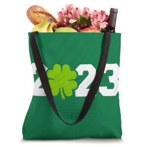 St. Patrick's day 2023 with green shamrock clover Tote Bag