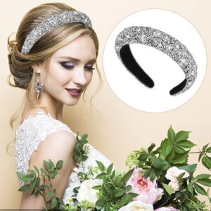 WLLHYF Rhinestone Headband Bling Crystal Hair Hoops Glitter Sparkle Thick Padded Hairband Diamond Beaded Headband Fashion Valentine's Day Gift Hair Accessories for Women Girls