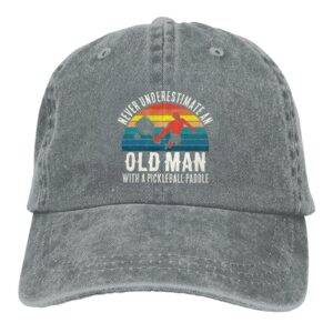 Pickleball Hat Never Underestimate an Old Man with A Pickleball Paddle Hat Men Baseball Hat Graphic Caps Gray