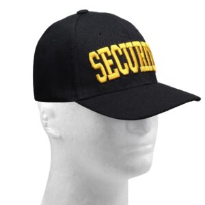 Wholesale 48-Pack Security Hat Baseball Cap - Gold or White Embroidery Security Front, Bill & Back - Adjustable Size - Gold