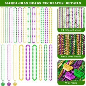 500PCS Mardi Gras Beads Throws, Bulks Green Purple Gold Metallic Mardi Gras Beads Necklaces Accessories Bulks, Mardi Gras Beads Necklace Costumes for Parade Throws Party Decorations Favor Supplies