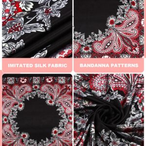 Giegxin 8 Pcs 35 Inch Silk Head Scarves Satin Scarf Square Hair Scarf Lightweight Headband Bandanas for Women Hair Wrapping(Vintage)