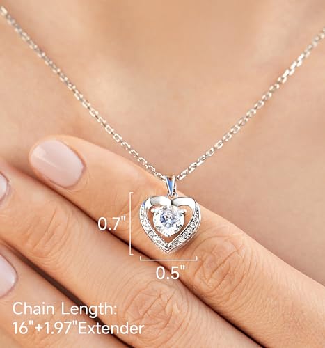 MomentWish Heart Necklace, Birthday Gifts for Women, 1Carat Moissanite Necklace, 925 Sterling Silver Diamond Heart Necklace Jewelry Gift for Wife Mom on Valentine's Day Christmas Anniversary