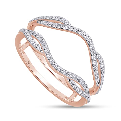 SAVEARTH DIAMONDS 2/5 cttw Round Cut Lab Created Moissanite Diamond Double Infinity Wedding Ring Guard Enhancer For Women In 14K Rose Gold Over Sterling Silver(D Color, VVS1 Clarity 0.40Cttw)-6.5