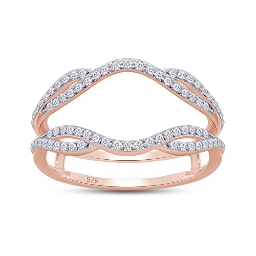 SAVEARTH DIAMONDS 2/5 cttw Round Cut Lab Created Moissanite Diamond Double Infinity Wedding Ring Guard Enhancer For Women In 14K Rose Gold Over Sterling Silver(D Color, VVS1 Clarity 0.40Cttw)-6.5