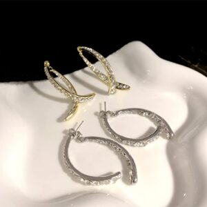 Cross Curved Earrings Zircon Curved Drop Earrings for Women Stick Front Back Piercing Hypoallergenic Ear Cuff