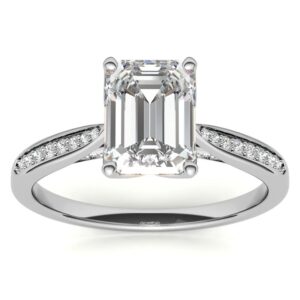 JEWELERYIUM 1 CT Emerald Cut Colorless Moissanite Engagement Ring, Wedding/Bridal Ring Set, Halo Style, Solid Sterling Silver, Anniversary Bridal Jewelry, Gorgeous Birthday Gift for Wife (5)