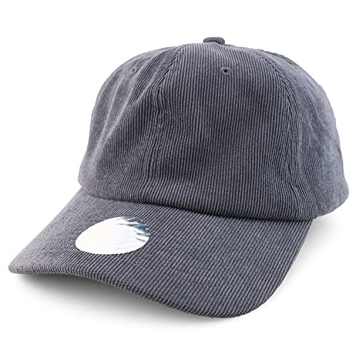 Trendy Apparel Shop Oversized XXL Unstructured Corduroy Curved Bill Strapback Baseball Cap - Dark Grey