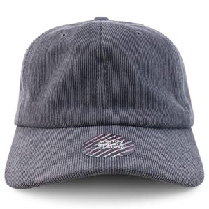 Trendy Apparel Shop Oversized XXL Unstructured Corduroy Curved Bill Strapback Baseball Cap - Dark Grey