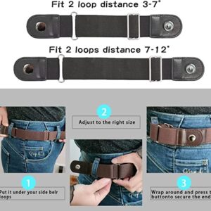 Anna & Eric No Buckle Elastic Belt for Women Men 2 Loop Unisex Buckle Free Stretch Belt-Easy to Use (Black+Khaki, Fit 2 loop distance 4.5-7")