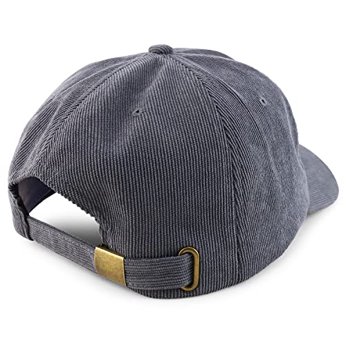 Trendy Apparel Shop Oversized XXL Unstructured Corduroy Curved Bill Strapback Baseball Cap - Dark Grey