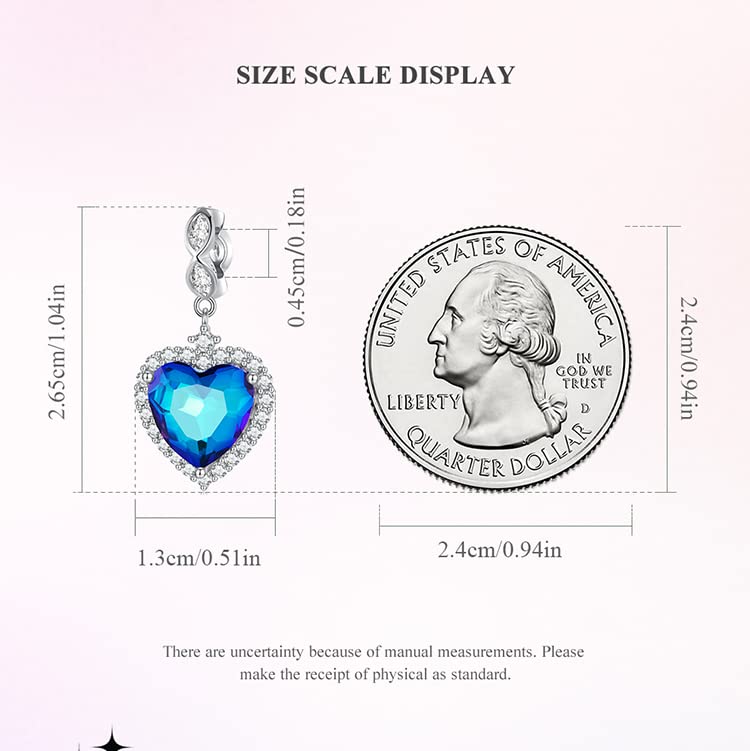 Heart of the Sea Hanging Bead Charm 925 Sterling Silver Charm Fits For Pandora Bracelet Necklace