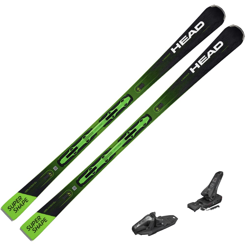 HEAD Unisex Supershape E-Magnum Performance Skis and Tyrolia Protector PR 13GW 85mm Alpine Ski Bindings Package, 163