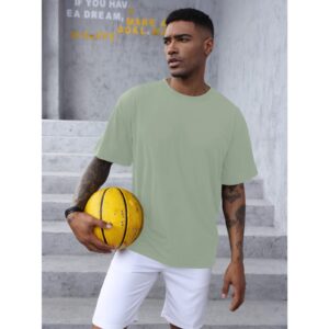 Men's Fashion Athletic T-Shirts Short Sleeve Casual Tee Plain Loose Crew Workout Gym Streetwear Shirts Top A Green