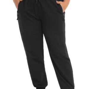 ZERDOCEAN Women's Plus Size Active Sweatpants Tapered Workout Caual Lounge Pants Joggers Pants Pockets Black 1X