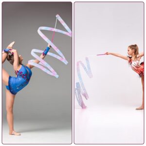 2pcs Ribbons for Gymnastics, 78.7 Inch Sparkling Dance Ribbon Twirling Ribbon with Ribbon Dancer Wand for Kids Girls Adults Artistic Dancing Training Party Favor