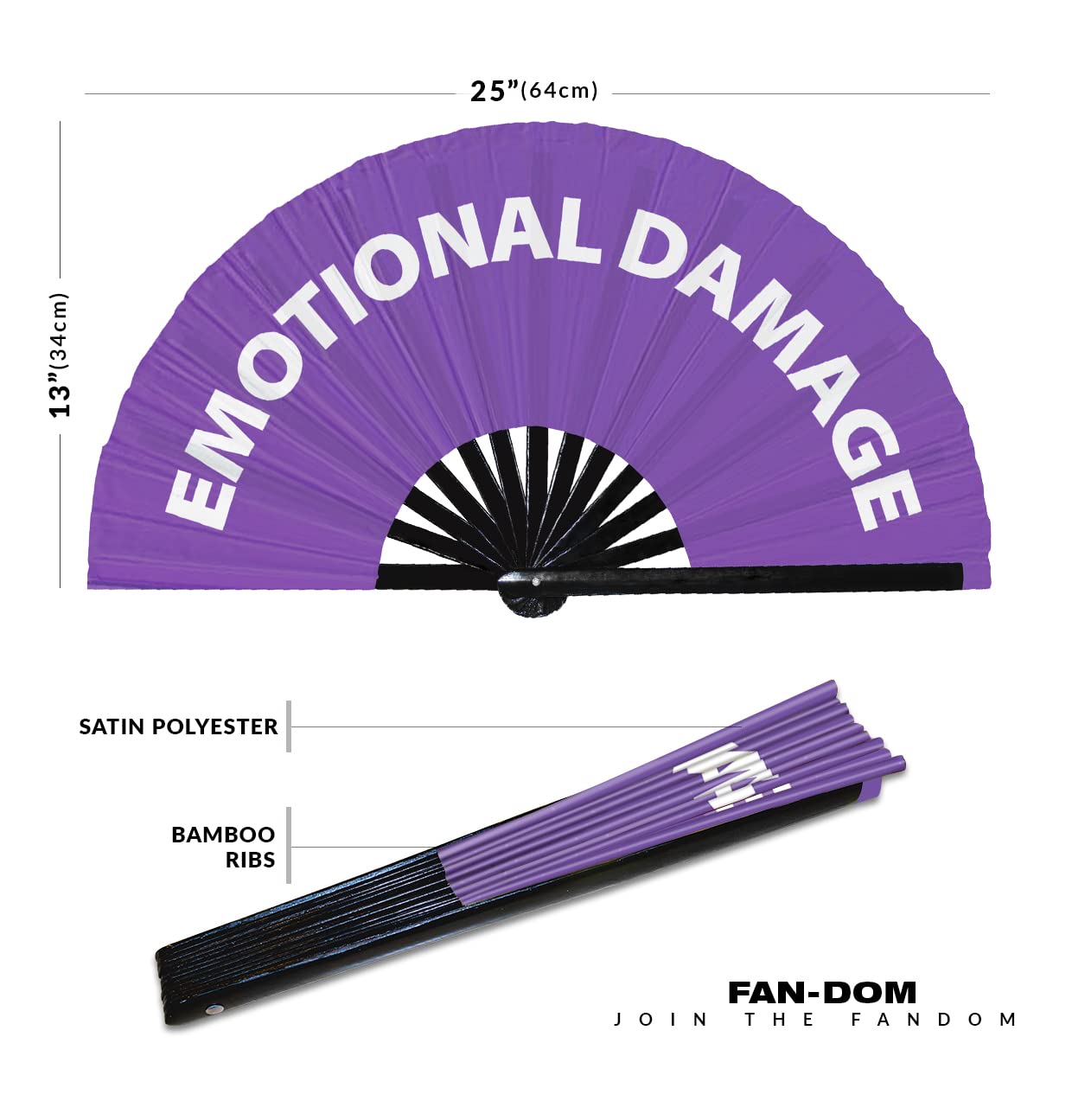 Emotional Damage hand fan foldable bamboo circuit hand fan funny gag slang words expressions statement gifts Festival accessories Rave handheld Circuit event fan Clack fans (Purple)