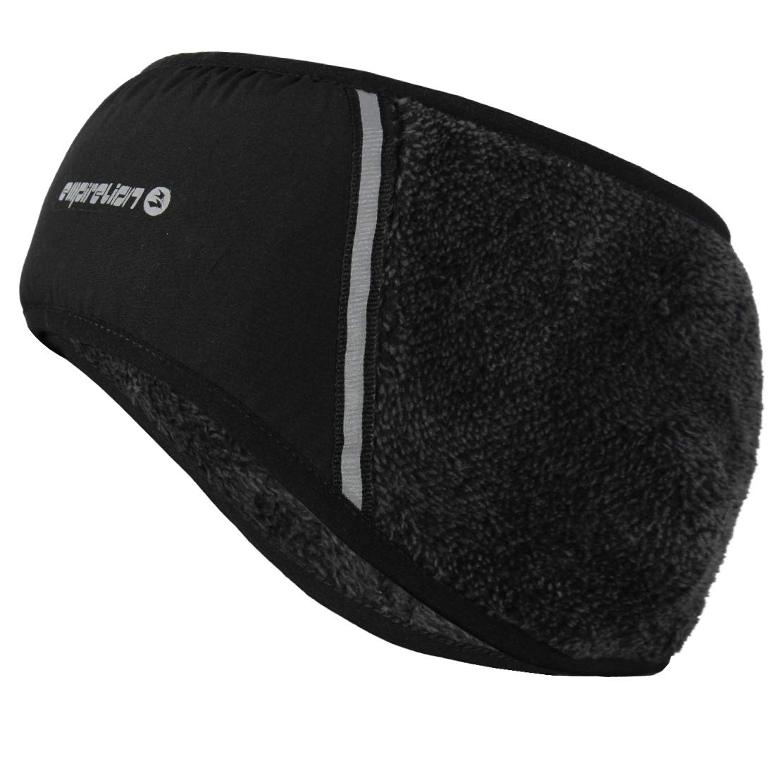 EMPIRELION Original Luxurious Plush Fleece Headband, Soft Running Ear Warmer Forehead Windproof Protection Reflective Gear Charcoal