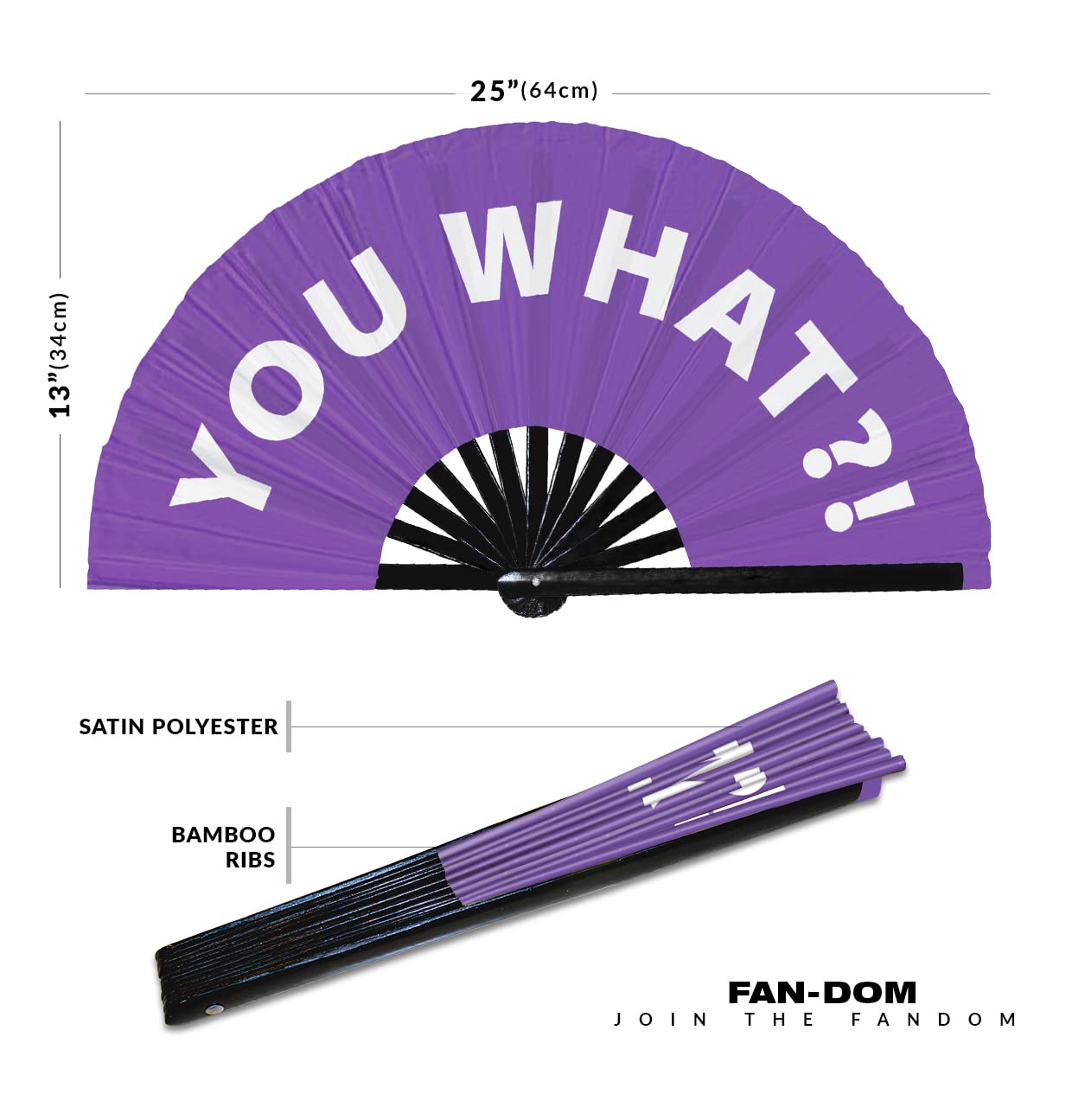 You What?! hand fan foldable bamboo circuit hand fan funny gag slang words expressions statement gifts Festival accessories Rave handheld Circuit event fan Clack fans (Purple)