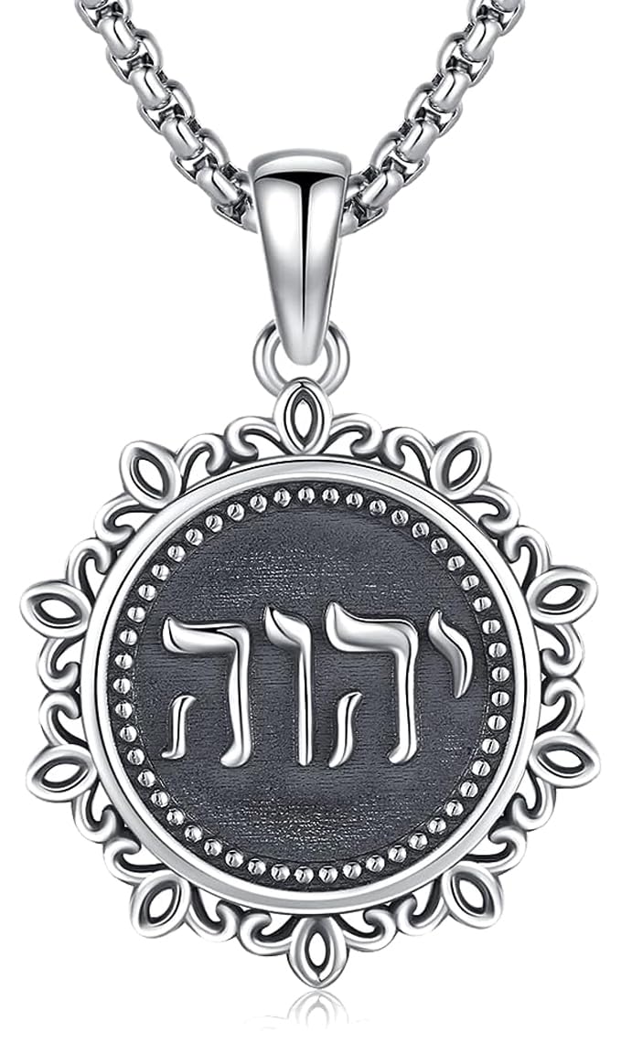 Aniu Hebrew Bible Names of God Jewelry Tetragrammaton Symbol Protection Necklace Jehovah YHVH YHWH Pendant Israel Lord Amulet Gift for Jewish Wiccan Pagan Jewelry