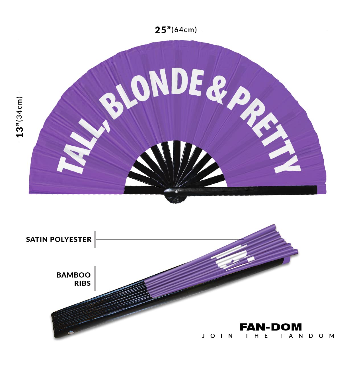 Tall, Blonde & Pretty Hand Fan Foldable Bamboo Circuit Hand Fan Funny Gag Slang Words Expressions Statement Gifts Festival Accessories Rave Handheld Circuit Event Fan Clack Fans (Purple)