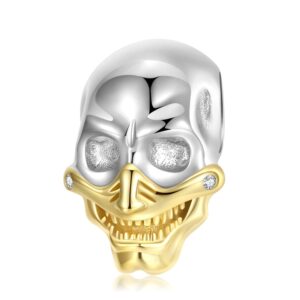 AIEGNOS Skull Charms for Bracelet 925 Sterling Silver Black Gold Skull Beads Skeleton Charm for European Snake Charm Bracelet for Mother Sister Christmas Birthday Gifts