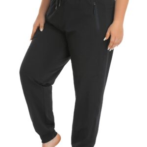 ZERDOCEAN Women's Plus Size Active Sweatpants Tapered Workout Caual Lounge Pants Joggers Pants Pockets Black 1X