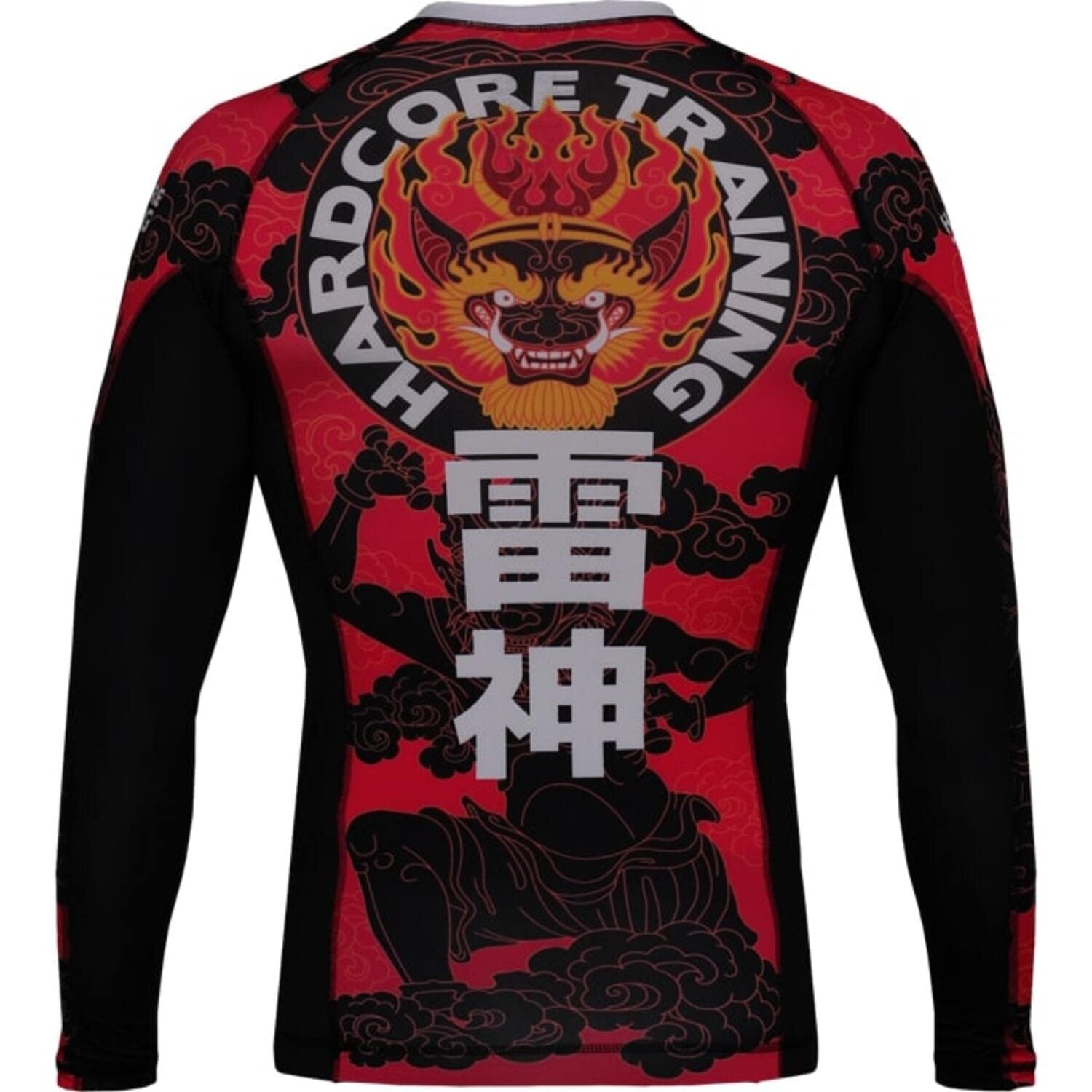 Hardcore Training Raijin Men's Rash Guard Compression Long Sleeve MMA No-Gi Tight BJJ Grappling Base Layer Fitness Red/Black