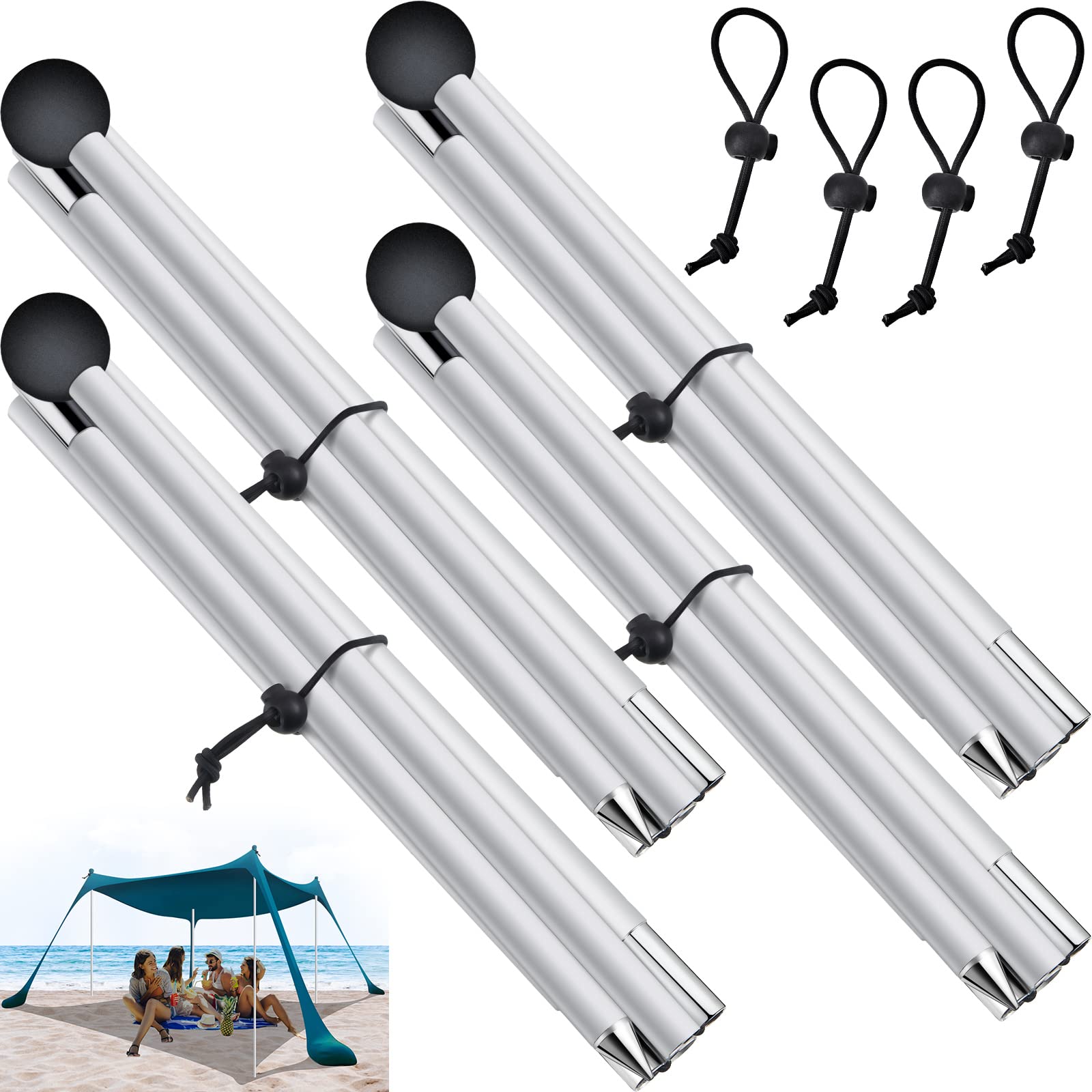 Ferraycle 4 Packs Tent Poles Replacement, Canopy Poles for Beach Accessories 6.6 Feet Beach Tent Canopy Extra Poles for Parties, Camping, Fishing