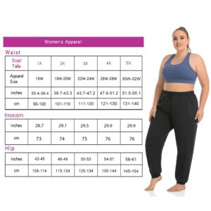 ZERDOCEAN Women's Plus Size Active Sweatpants Tapered Workout Caual Lounge Pants Joggers Pants Pockets Black 1X