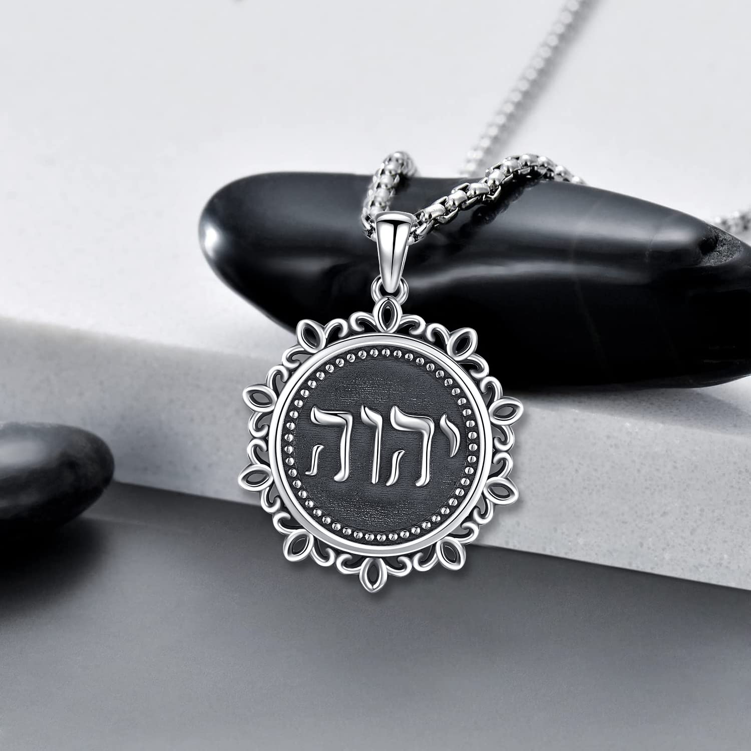 Aniu Hebrew Bible Names of God Jewelry Tetragrammaton Symbol Protection Necklace Jehovah YHVH YHWH Pendant Israel Lord Amulet Gift for Jewish Wiccan Pagan Jewelry