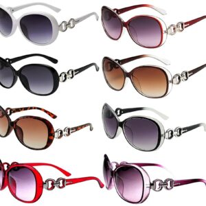 NLEYANB 8 Pairs Wholesale Classic Oversized Designer Fox Cat Eye Sunglasses for Women Men 100% UV Protection