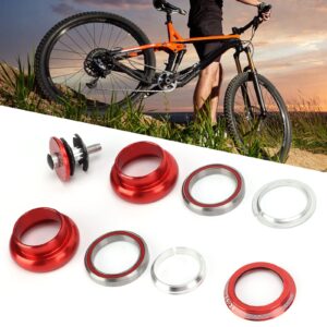 HERCHR Bike Headset, 34mm Bike Aluminum Alloy External Double Bearings Front Fork Stem Headset for Mountain Road Bike(Red)