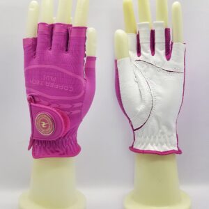 Copper Tech COPPERTECH Plus Womens Half Glove Worn ON Right Hand (White/Pink, MED to LG(ONE Size FIT Most), Worn ON RGHT Hand)