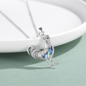 YAFEINI Chicken Necklace 925 Sterling Silver Rooster Pendant Chicken Jewelry for Women…