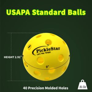 PickleStar LED Light Up Pickleball Balls, Glow in The Dark Pickleball Balls, Offcial Size OutdoorPickleBalls with Light 4 Pack LED Light Up Pickle Balls, Unique Gift for Pickleball Lovers