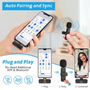 Wireless Lavalier Microphone for USB C Android Phone, Lapel Mic Wireless Clip on Mic for Phone Video Recording Live Stream Vlog YouTube TikTok