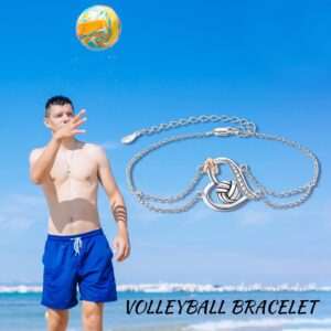 YAFEINI Volleyball Bracelet 925 Sterling Sliver Heart Volleyball Sports Charm Jewelry Gifts for Women