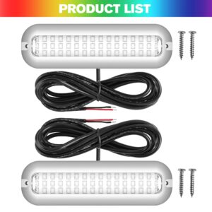 HUSUKU Mid 42LED 1500LM Marine Led Lights for Boat Underwater(White), 2PCS, 5.1inch, IP68, 316 Stainless Steel, Surface Mount for Yacht Pontoon Sailboat Kayak Skiff Duck Jon Accent Bass Boat Fishing