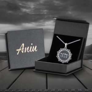 Aniu Hebrew Bible Names of God Jewelry Tetragrammaton Symbol Protection Necklace Jehovah YHVH YHWH Pendant Israel Lord Amulet Gift for Jewish Wiccan Pagan Jewelry