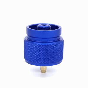 camping stove adapter 1 lb propane small tank input en417 lindal valve output outdoor cylinder lpg canister adapter (blue)